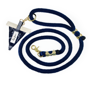 Carta Marina Navy Vintage Nautical Toile Premium Rope Dog Leash