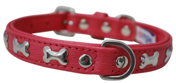 Rotterdam Bones Dog Collar by Angel 18" X 3/4" , Hot Pink