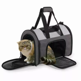 JESPET Soft-Sided Kennel Pet Carrier for Small Dogs, Cats, Puppy, Airline Approved Cat Carriers Dog Carrier Collapsible, Travel Handbag & Car Seat (Color: Smoke Grey, size: 16" x 10" x 11")