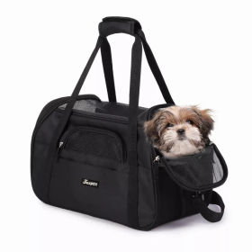 JESPET Soft-Sided Kennel Pet Carrier for Small Dogs, Cats, Puppy, Airline Approved Cat Carriers Dog Carrier Collapsible, Travel Handbag & Car Seat (Color: black, size: 17" x 9" x 11.5")