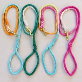 Hand Dyed Cotton Rope Leash (Color: Rainbow Ombre)