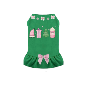 Pink Holiday Fun- Dog Dress (size: S)