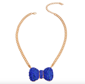 Royal Blue Bow Necklace- Big Dog Necklace (size: XL)