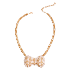 Cream Chunky Bow Necklace (size: medium)