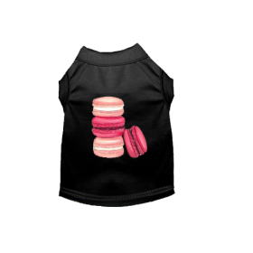 Love Macaroons Dog Shirt (Color: black, size: medium)