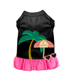 My CC Summer Vacay Dress (Color: BLACK W PINK RUFFLE, size: large)