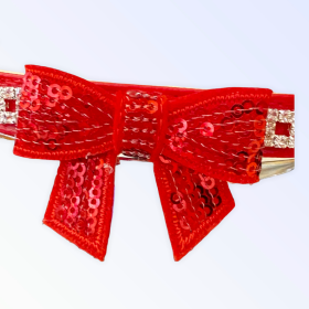 My Glam Holiday Bow Collar (Color: RED BOW, size: small)