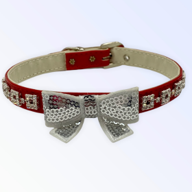 My Glam Holiday Bow Collar (Color: WHITE BOW, size: medium)