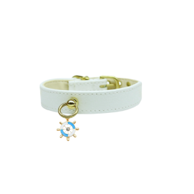 Nautical Dog Charm Collar (Color: White, size: 10")