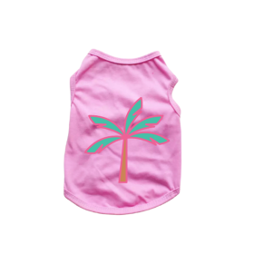 Palm Tree Tank Top (Color: Pink, size: medium)