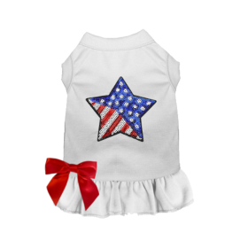 Patriotic Star Dress/Tee (Color: White, size: small)