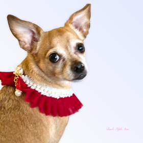 Pearl Neck Ruff (Color: Red, size: small)