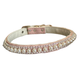 Pretty in Pink Pearl and Rhinestone Collar (Color: Pink, size: 14)