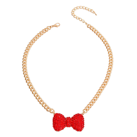 Red Bow Pendant Necklace (size: small)