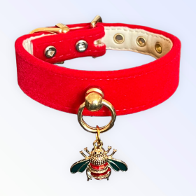 Red Velvet Bee Collar (size: 12")