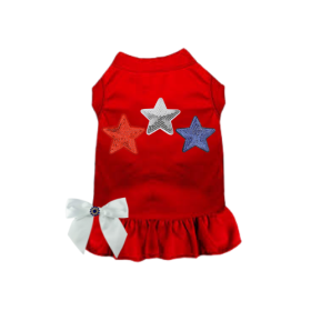 Red, White, & Blue Stars Tee/Dress (Color: Red, size: medium)