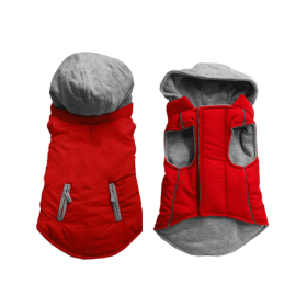 Reversible Hooded Coat (Color: Red, size: small)