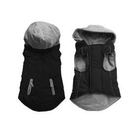 Reversible Hooded Coat (Color: black, size: small)