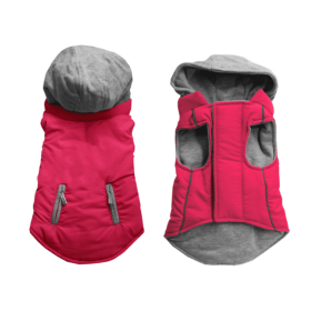 Reversible Hooded Coat (Color: Pink, size: small)