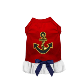 Sailor Girl Dog Dress (Color: Red, size: X Small)