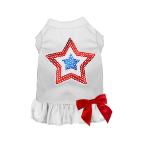 Sequin Star Dress/Tee (Color: White, size: X Small)