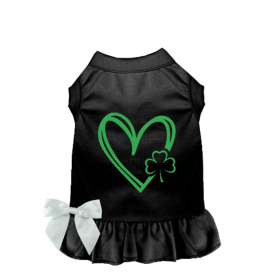 Shamrocks & Hearts Dog Dress/Shirt (Color: black, size: X Small)