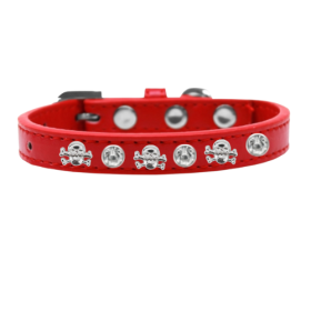 Skull Studded Collar (Color: Red, size: 12")