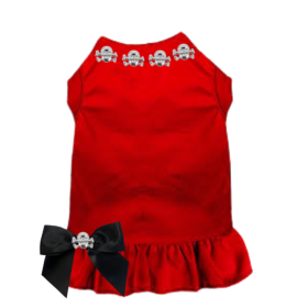 Skull Studded Dress (Color: Red, size: small)