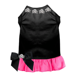 Skull Studded Dress (Color: BLACK WITH PINK BOTTOM, size: X Small)