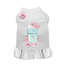 Sniffany and Coffee Dog Dress (Color: White, size: small)