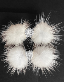 Snowflake Pom Pom Hair Barrettes (Color: Snowflake)