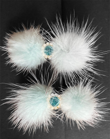 Snowflake Pom Pom Hair Barrettes (Color: Mint)