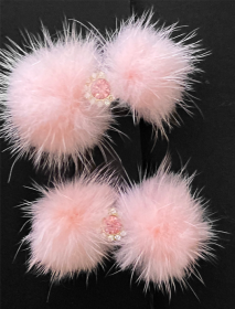 Snowflake Pom Pom Hair Barrettes (Color: Baby Pink)