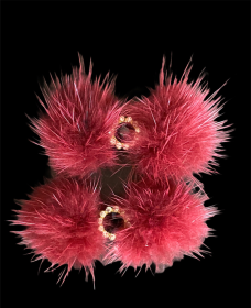 Snowflake Pom Pom Hair Barrettes (Color: Burgundy)