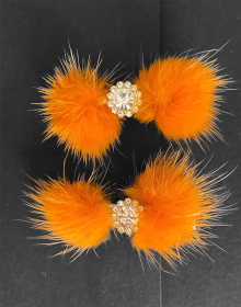 Snowflake Pom Pom Hair Barrettes (Color: Orange)