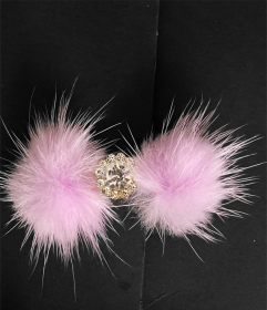 Snowflake Pom Pom Hair Barrettes (Color: Lilac)