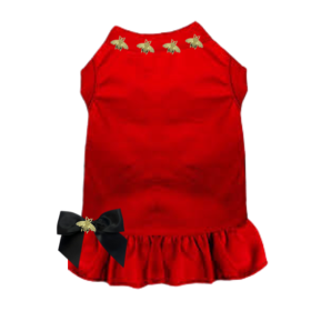 Studded Bee Dress (Color: Red, size: X Small)