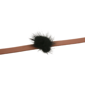 Suede Pom Pom Necklace (Color: Tan, size: small)