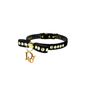 Velvet Dior Charm Collar (Color: black, size: 12")