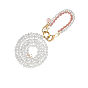 Double Layer Pearl & Chain Lead (Color: White)