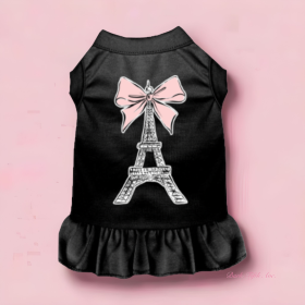 Eiffel Tower Bow Dog Dress (size: small)