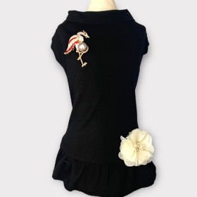 Elegant Flamingo Rhinestone and Pearl-Dog Dress (size: small)