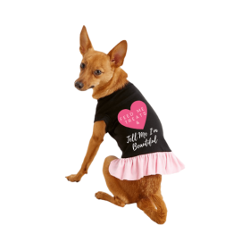 Feed Me Treats & Tell Me I'm Beautiful (Color: Black w Light Pink Ruffle, size: small)