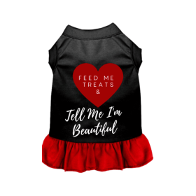 Feed Me Treats & Tell Me I'm Beautiful (Color: Black w Red Ruffle, size: X Small)