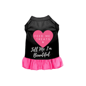 Feed Me Treats & Tell Me I'm Beautiful (Color: Black w Hot Pink Ruffle, size: large)