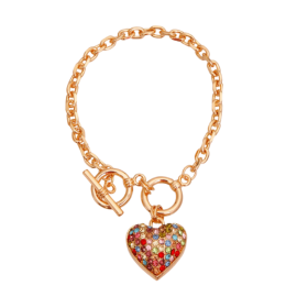 Gold Chain 3D Multi-Color Heart Dog Necklace (size: 10")