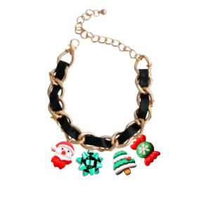 Holiday Charm Dog Necklace (Color: black, size: 18")