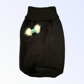 Knit Macaroon PomPom Dog Sweater (Color: black, size: X Small)