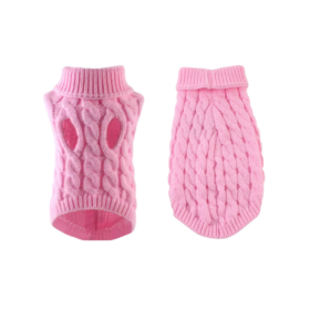 Knit Turtleneck Dog Sweater (Color: Pink, size: small)