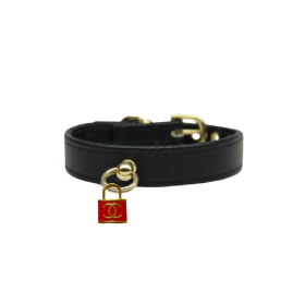 CC Lock Charm Collar (Color: Red, size: 18")